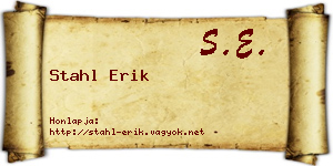 Stahl Erik névjegykártya